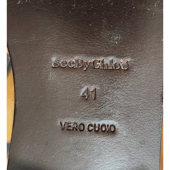 See By Chloe Tan Suede Ankle Boots Women’s Size 41 US 10 Scalloped Trim - Picture 10 of 12